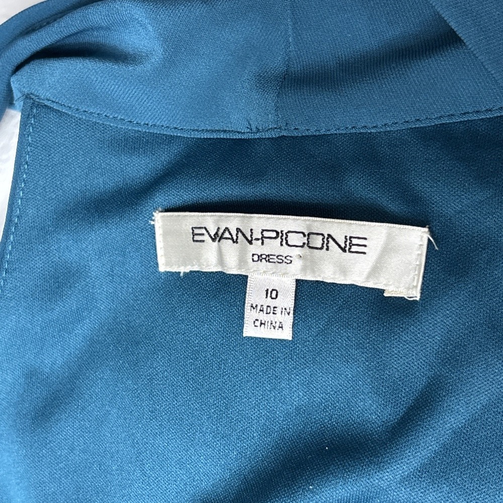 Evan-Picone Teal Blue Halter Wrap V-Neck Midi Dress Womens Size 10 Cocktail - Picture 4 of 11
